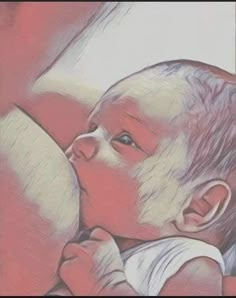 a drawing of a baby being held by someone