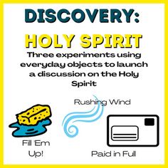 The study of the Holy Spirit is such an important undertaking for believers of all ages, but most especially for children who may be exposed to forces, ghosts and spirits in their gaming worlds. It is just a small leap for them to assume that the Holy Spirit acts and functions like the spirits in their imaginary worlds. This lesson, written specifically for students in grades 4-8 will give them a reality check  in a fun, interactive way! It is IMPORTANT that you read the definition of the Holy S Bible Science, Kids Church Lessons, Airplane Activities, Bible Stories For Kids, Activities For Adults, Bible Lessons For Kids, Object Lessons, Sunday School Lessons