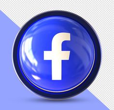 a blue and white button with the facebook logo in it's center on a light blue background