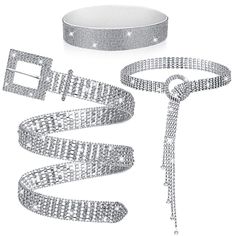 PRICES MAY VARY. Package Includes: the package comes 3 pieces of rhinestone belt for formal dress in different styles, enough quantity to meet your wearing, matching and replacement needs, you can also share them with your friends Rhinestone Design: these silver belts for women dress feature delicate workmanship, designed with many rhinestones, glitter and stylish, the ring and square buckle are special and can add much charm to your outfits, making you look elegant and attractive Wide Applicati Girls Jean Dress, Bling Belts, Rhinestone Belt, Branded Belts, Silver Belts, Chain Belt, Crystal Chain, Square Rings, Rhinestone Designs