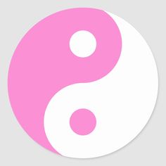 a pink and white yin yang sticker