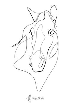 a drawing of a cow's head in black and white