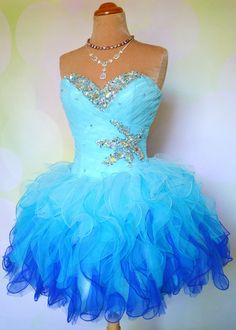 2014 Beaded Sweetheart Short Organza Blue Prom Dress Gown With Ruffles/Cocktail Holiday Dress/Custom made dress/Formal Dress/Party Dress on Etsy, $129.99 Blue Formal Dress With Rhinestones, Blue Embellished Dress For Prom Season, Blue Sequined Mini Dress For Wedding, Embellished Blue Dresses For Prom Season, Blue Rhinestone Dresses For Prom, Blue Embellished Mini Dress For Homecoming, Blue Embellished Mini Dress For Prom, Blue Embellished Homecoming Dress, Blue Embellished Mini Dress For Prom Season