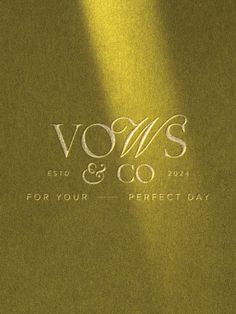 the logo for voms & co is shown in white on green paper with light coming from behind it