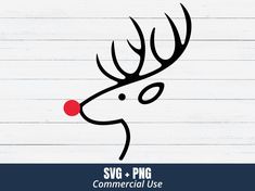 a reindeer head with antlers on it's nose and the word svg - png commercial use