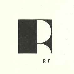 a black and white logo with the letter rf