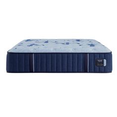 the blue mattress is shown in front of a white background