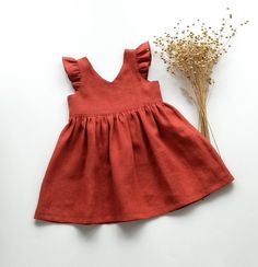 Gorgeous girl's dress made of highest quality washed 100 % linen with ruffle sleeves. Perfect for your little one's baptism, flower girl, first birthday or other special occasion. Clothes made of linen has amazing properties: in the hottest time of the year - cools, in a cool - warms. It's natural, breathing and extremely cute looking! 🌿 Material: 100% linen, Oeko-Tex 100 certified. Lace : linen or cotton Colors: snow white, milk white, greyish sand 🌿 Please note. Each dress is unique and the Burnt Orange Toddler Dress, Boho Flower Girl Dress Toddler, Infant Boho Dress, Orange Linen Dress, Flowy Dress Toddler, Wedding Dress Ruffle, Boho Flower Girl Dress, Linen Summer Dress Kids, Boho Toddler