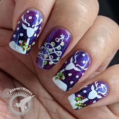 Christmas Nail Designs Purple, Nome Nails, Christmas Snowflakes Nails, Christmas Gel, December Nails, Purple Nail Designs, Nail Stuff