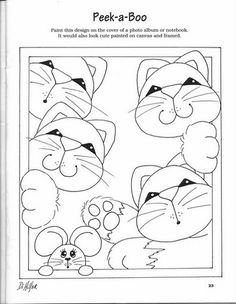 the cat and mouse faces are drawn in black and white