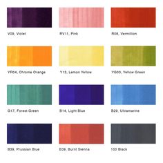 the color chart for different shades of paint