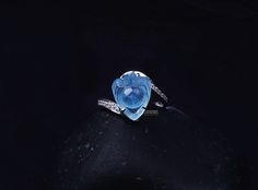 Nhẫn nhện đá aquamarine xanh dương nước biển đính kim cương #liugems #rings #phongthuy #aquamarine #blue #diamond Aquamarine Blue, Blue Diamond, Aquamarine, Blue