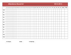 the attendance sheet is shown in red and white