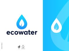 the logo for eco water is shown in two different colors