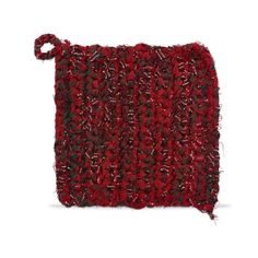 a piece of red and black yarn on a white background