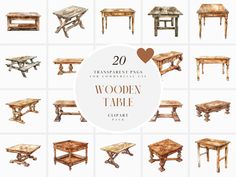 wooden tables with different styles and sizes