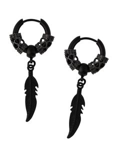 PRICES MAY VARY. GOTHIC PUNK BLACK FEATHER HOOP EARRINGS: The Feather earrings are the perfect accessory for anyone looking to add a touch of punk or gothic style to their outfit. These earrings are easy to wear and suitable for both daily wear and special occasions SIZE & LENGTH: Hoop measures 0.62 inches in diameter. Feather meausures 0.19 inches in width, 1 inch in length MATERIAL: The Feather Earrings are made of high quality stainless steel PERFECT GOTHIC PUNK EARRINS FOR WOMEN: Perfect Ear Luna Hale, Persona Oc, Earrings Emo, Raven Earrings, Alt Earrings, Emo Earrings, Hazbin Oc, Earrings Grunge, New Year Jewelry