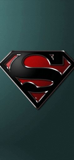 the superman logo is shown on a green background with black and red trimmings