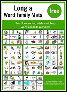 long a word family mats for children to practice spelling and matching words with their own pictures