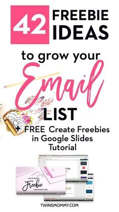 an email list with the text, 42 freebie ideas to grow your email list