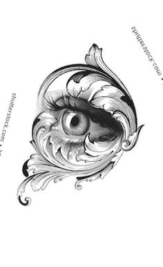 an eye is shown in the middle of this tattoo design