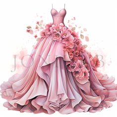 a pink dress with flowers on it