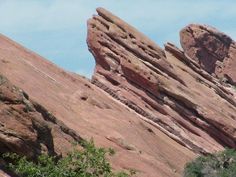 a large rock formation with trees growing out of it