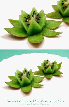 two pictures of slices of kiwi fruit on top of each other