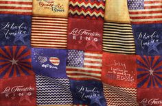 an american flag quilt with words written on it