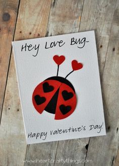 valentine's day card with a ladybug on it