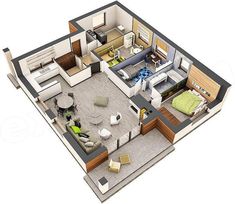 the floor plan of a two bedroom apartment with an attached kitchen and living room area