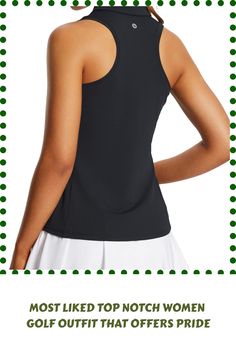 the back of a woman's black top that says, most liked to not women golf out that offers pride