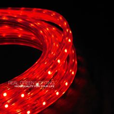 red led rope light on black background