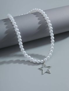 1pc Fashion Faux Pearl Beaded Hollow Out Star Pendant Necklace For Women For Daily Decoration Dating Gift Silver    Zinc Alloy     Men Fashion Jewelry, size features are:Bust: ,Length: ,Sleeve Length: Pearl Beads, Dating Gifts, Men Fashion, Mens Fashion Jewelry, Faux Pearl, Star Pendant Necklace, Mens Pendant, Star Pendant, Men Necklace