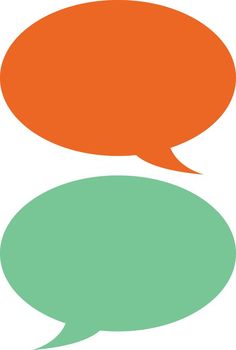 two orange and green speech bubbles