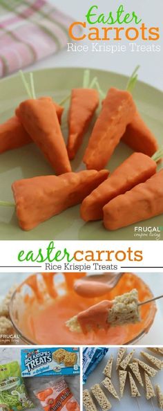 an image of carrots and rice krispy kreme treats on a plate