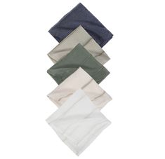 five different colored napkins stacked on top of each other