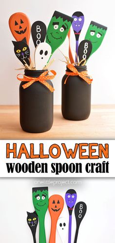 halloween wooden spoon craft for kids to make