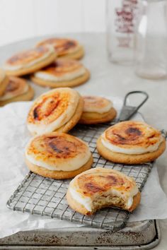 some cookies are sitting on a cooling rack