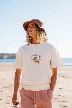 Take A Journey Tee Cream - Additional Giant / Cream- #Cream #extra #large #Tee #Trip Check more at https://howcandothis.com/manstyle/take-a-journey-tee-cream-additional-giant-cream/ Men Fashion T Shirt, Men’s Surf Style, Mens Surfer Style Outfits, Surfer Boy Outfits, Car With Friends, Persona 5 Morgana, Mens Surfer Style, Surfer Outfit