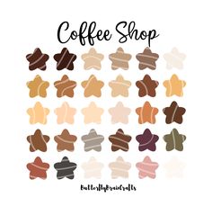 the coffee shop logo is shown with different shapes and colors on it's white background