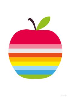 an apple with rainbow stripes on it