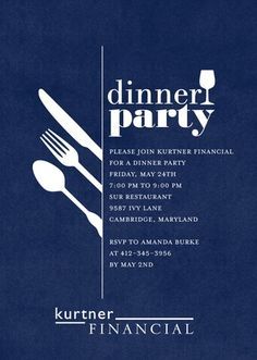 dinner party flyer with fork, knife and spoon