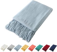 PRICES MAY VARY. 🧣SOFT & COZY KNITTED BLANKET - Made of 100% Acrylic. This wool-like throw provides you with more flexibility & strength than wool. It is a fantastic blanket that suitable for all seasons use. Keep warm in cold winter and provide sufficient warmth in air-conditioned room during summer. 🧣FRINGES & VIBRANT COLORS DECOR - Solid color with decorative fringe, simple and neat for the perfect finish that won't unravel in the wash. Light Blue, Ivory White, Yellow, Light Grey, Red, Navy Beach Inspired Bedroom, Home Lake House, Neutral Bedroom Design, Beach House Bedrooms, Bunk Bed Room, Coastal Paint Colors, Blanket With Fringe, Coastal Paint, Knitted Throw Blanket