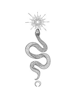 a black and white drawing of a snake