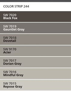 the color guide for different shades of grays and browns, with text that reads colorstrip