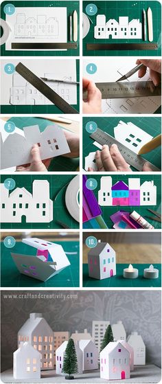 how to make paper houses that look like they have been cut out and put together