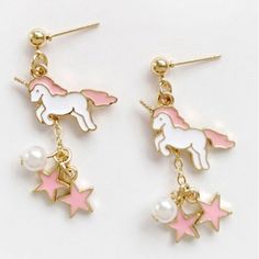 Super Adorable Unicorn Earrings With Stars And Faux Pearl. These Magical Earrings Are Perfect For Any Unicorn Lover With Pierced Ears. These Are Made Out Of Zinc Alloy Metal. New In Package. This Listing Is For The Pink Pair Only. Bundle & Save All Jewelry Items Priced Under $20 Can Be Bundled 3 For $30 I Try To Ship Next Business Day Mix Or Match 100+ Love Notes Received I Am A Posh Ambassador Kids Jewelry Diy, Delicate Jewelry Necklace, Happy Crafts, Lady Accessories, Ethiopian Jewelry, Diy Boxes, Unicorn Stuff, Daisy Scouts, Unicorn Earrings