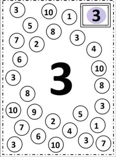 the number three is shown in black and white, with numbers on each one side