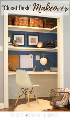 a white chair sitting in front of a desk